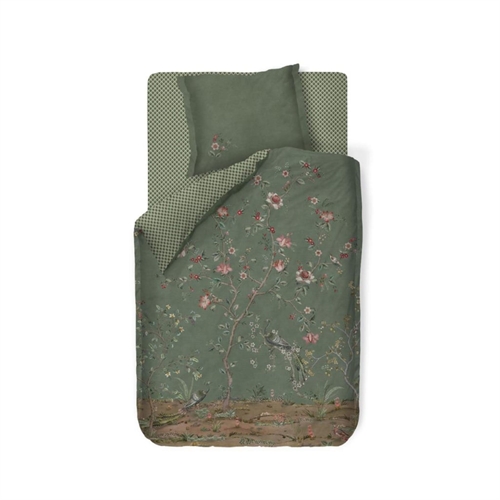 Geblümte Bettwäsche 140x220 cm - Grünes wendbares Bettwäsche-Set aus 100% weicher Baumwolle - Okinawa grün - Pip Studio Bettwäsche