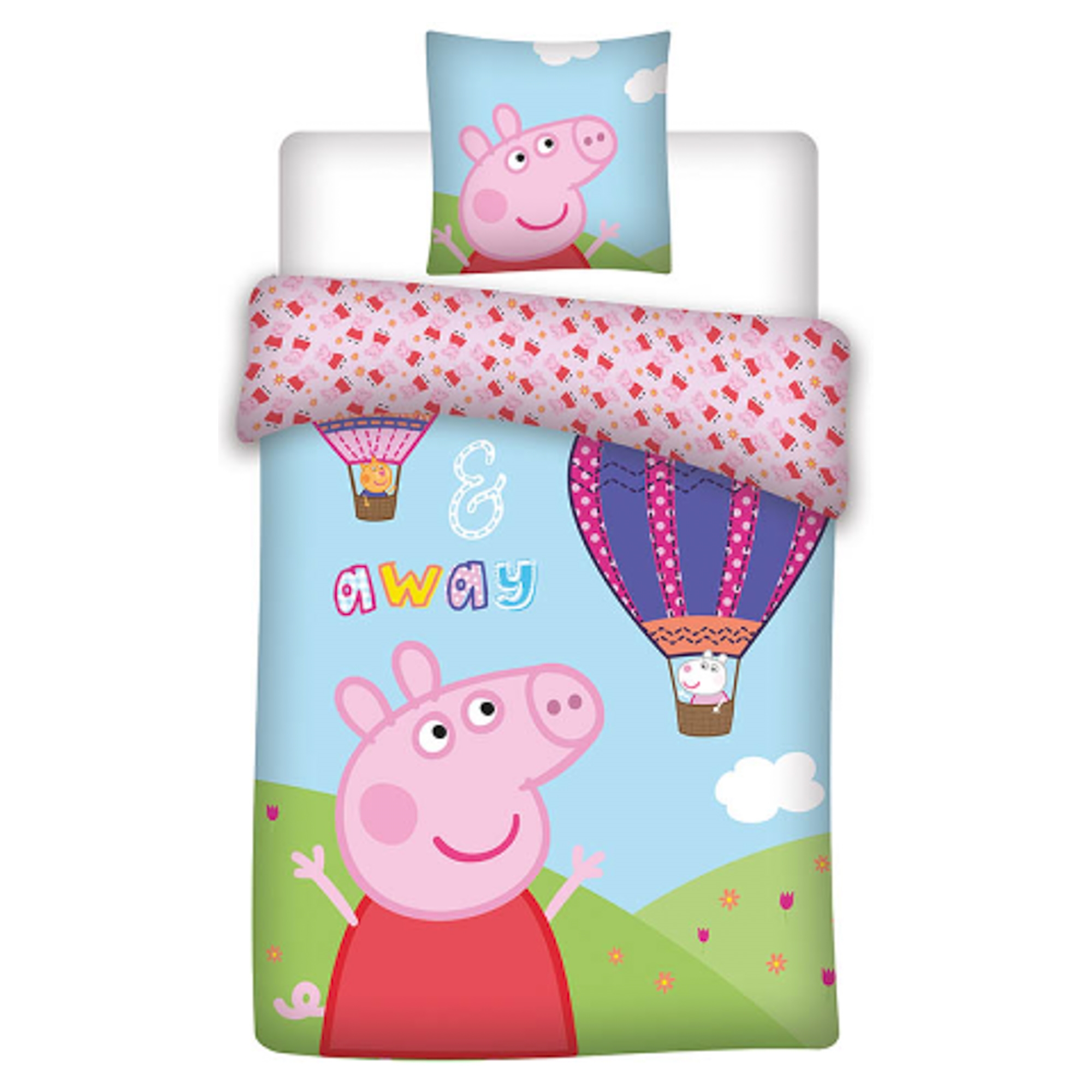 Peppa Wutz Bettwäsche - 100% Baumwolle - Junior Bettwäsche 100x140 cm - Luftballon