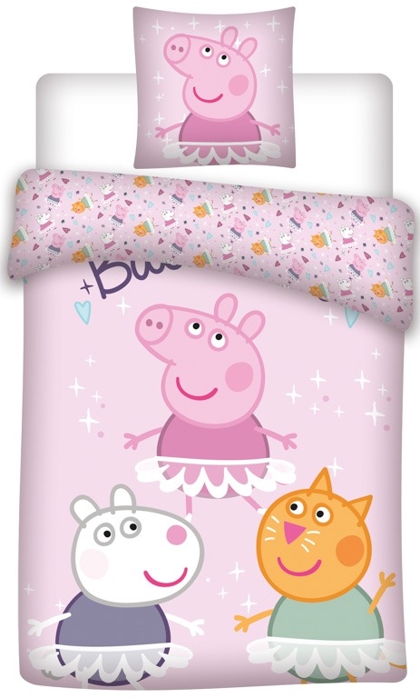 Peppa Wutz Bettwäsche - 100% Baumwolle - Junior-Bettwäsche 100x140 cm - Peppa Wutz, Frida Schaf und Kaja Katze