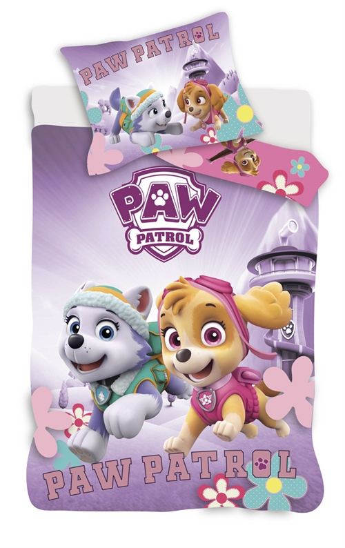 Junior Bettwäsche-Set 100x140 cm - Wendbare Bettwäsche mit Skye und Everest unterwegs - Paw Patrol Bettwäsche - 100% Baumwollbettwäsche