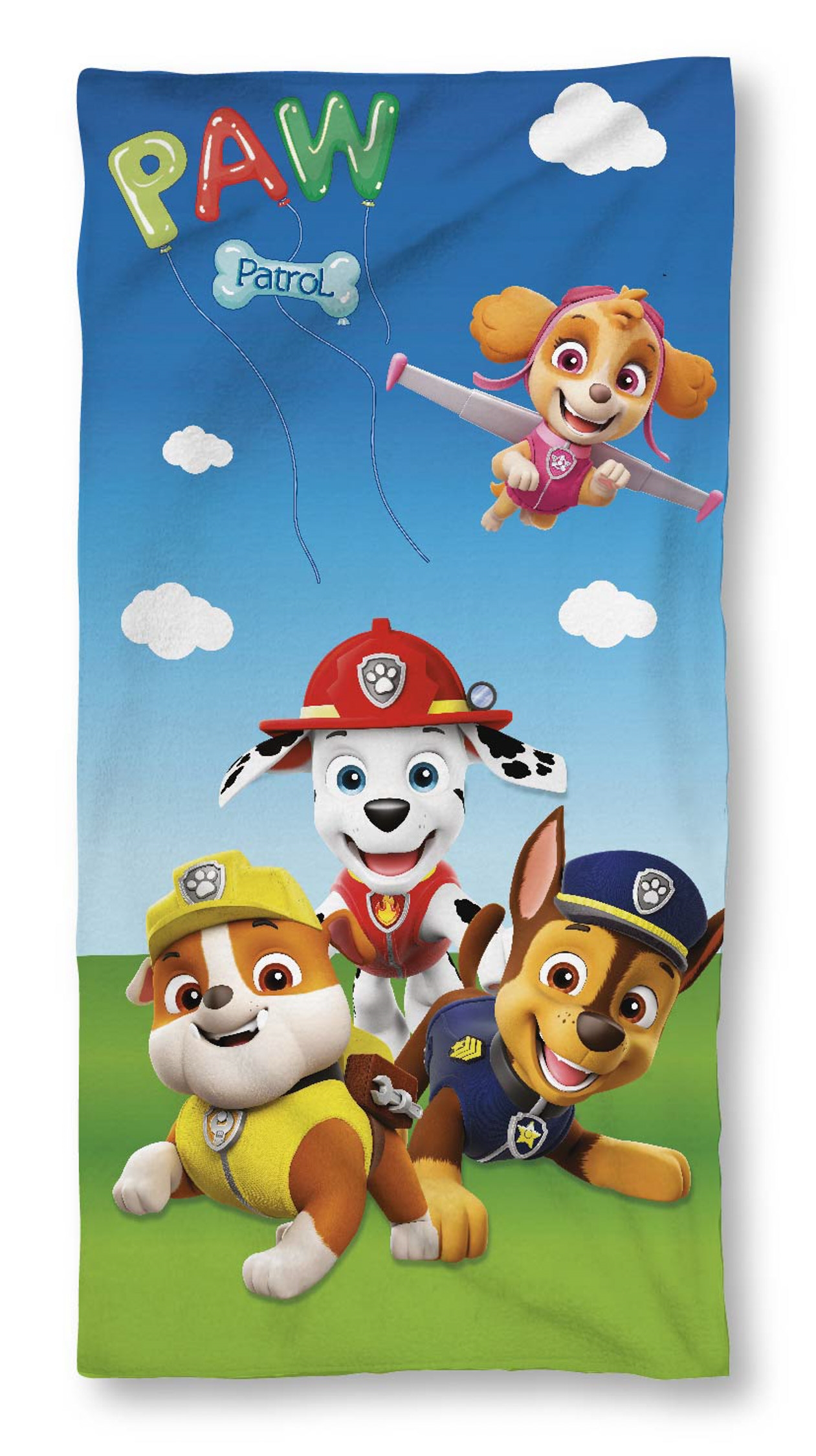 Paw Patrol Handtuch - 70x140 cm - 100% Baumwolle - Weiches Badehandtuch mit Rubble, Skye, Chase und Marshall