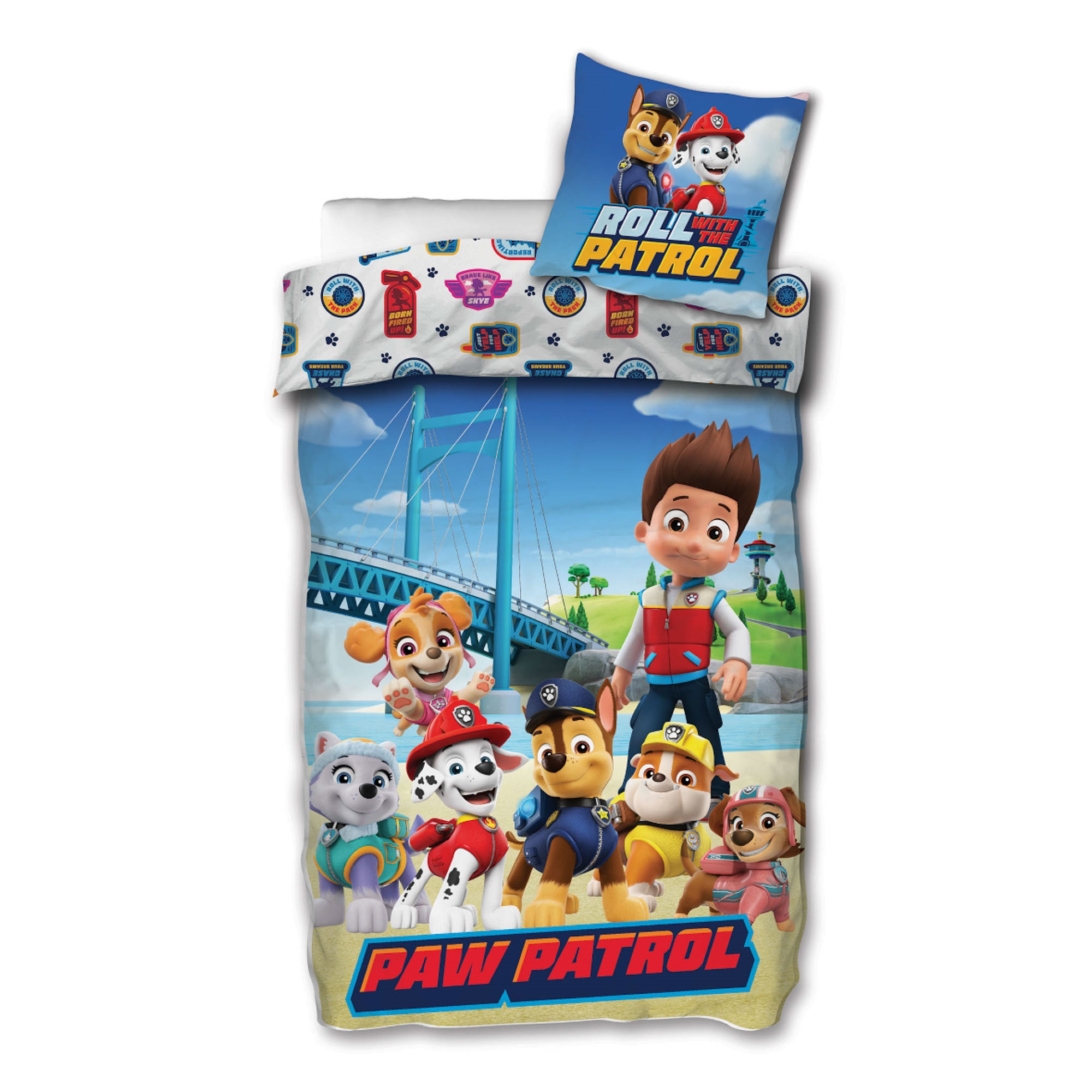 Paw Patrol Bettwäsche - 100% weiche Baumwolle - Kinderbettwäsche 140x200 cm - Roll with the Patrol
