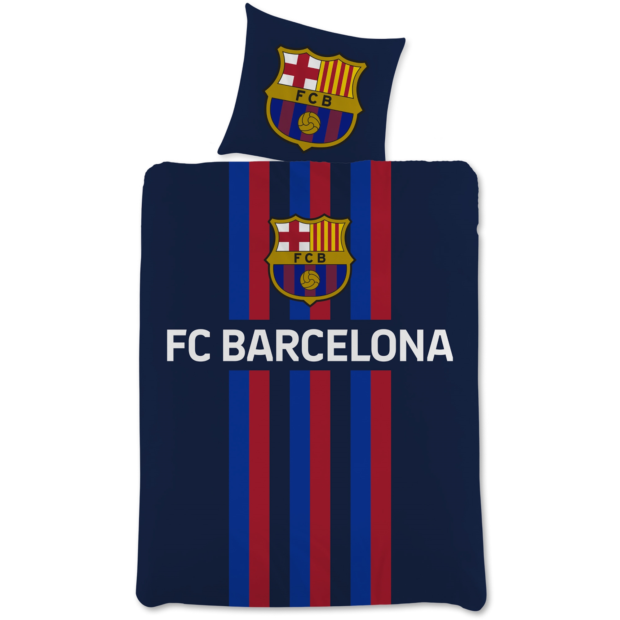 FC Barcelona Bettwäsche - blaues, wendbares Set mit Logo - 100% Baumwolle - Fußball-Bettwäsche