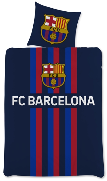 FC Barcelona Bettwäsche - Blaues wendbares Bettwäscheset mit Logo - 140x200 cm - 100% Baumwollbettwäsche - Fußball Bettwäsche