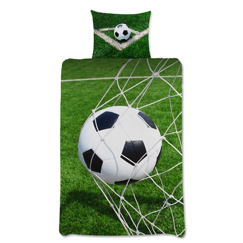 Fußball-Bettwäsche 140x200 cm - Bettbezug mit 2-in-1 Design - 100% Baumwoll-Bettgarnitur