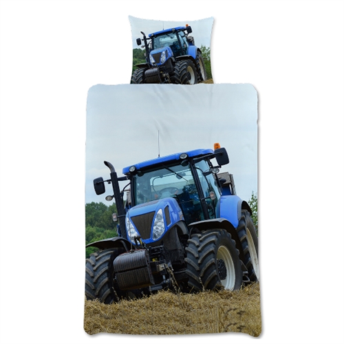 Traktor-Bettwäsche 140x200 cm - Wendbares Bettwäsche-Set mit blauem Traktor - 100% Baumwolle - Schönes Kinderbettwäsche