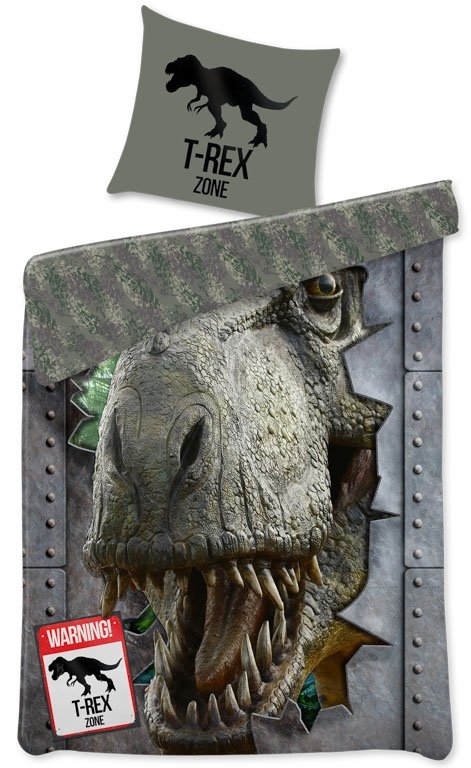 Dinosaurier-Bettwäsche - 100% Baumwolle - Kinderbettwäsche 140x200 cm - T-Rex