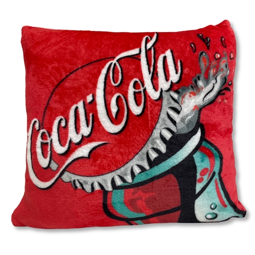 Coca-Cola Zierkissen - 43x43 cm - weiches rotes Fleece-Kissen