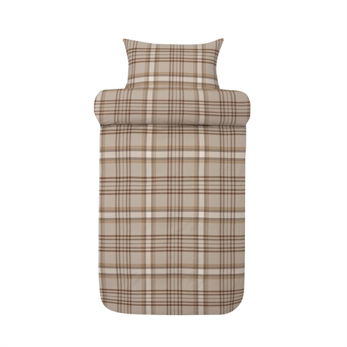 Flanell-Bettwäsche 140x200 cm - Beige kariertes Bettwäsche-Set - 100% garngefärbter Baumwollflanell - Richard Høie of Scandinavia Bettwäsche