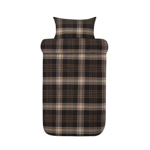 Flanell-Bettwäsche 140x200 cm - Braun kariertes Bettwäsche-Set - 100% garngefärbter Baumwollflanell - Richard Høie of Scandinavia Bettwäsche