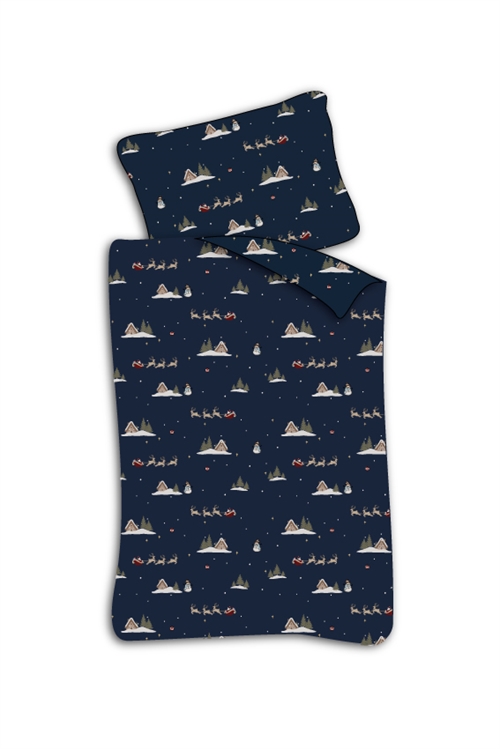 Junior Weihnachtsbettwäsche 100x140 cm - Weihnachtsbettwäsche mit Weihnachtsmännern und Rentieren - 100% weiche Baumwollbettwäsche