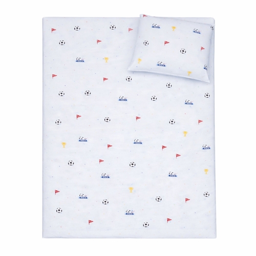 Fußball-Bettwäsche - 100% Baumwolle - Baby-Bettwäsche 70x100 cm - hellblau mit Fußball