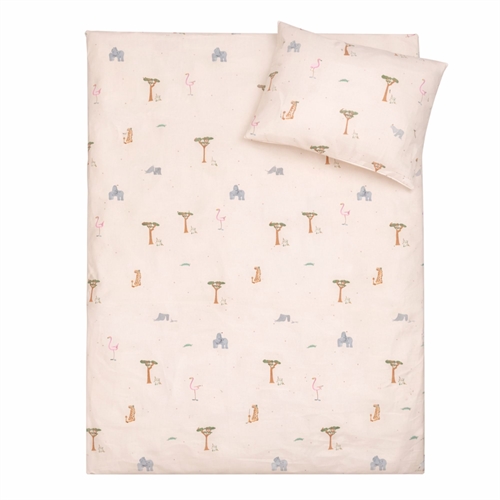 Safari-Tiere Bettwäsche - 100% Baumwolle - Baby-Bettwäsche 70x100 cm - Beige mit Safari-Tieren