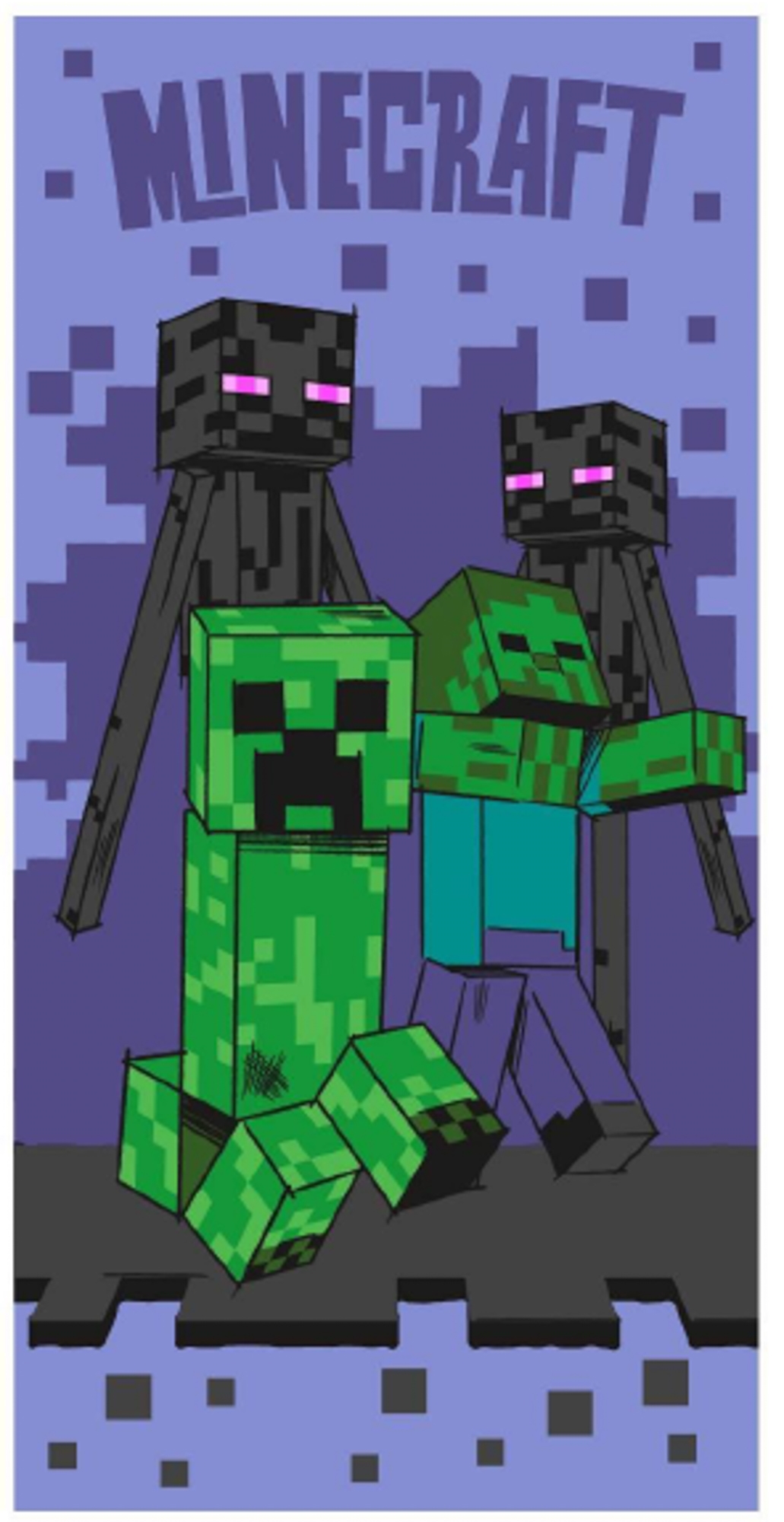 Minecraft Creeper Handtuch - 70x140 cm - 100% Baumwolle - Weiches Badetuch mit Zombie und Slenderman