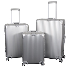 Aluminium-Koffer - Luxuriöser Reisekoffer - Silber mit TSA-Schloss