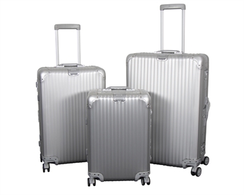 Aluminium Koffer - 3er Set - Luxuriöse Reisekoffer - Silberfarben mit TSA-Schloss