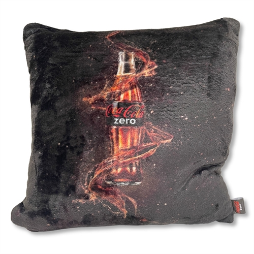 Coca Cola Zero Zierkissen - 43x43 cm - weiches schwarzes Fleecekissen