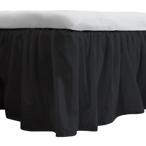 Bettvolant 160x200 cm - 100% weiches Baumwoll-Laken - Schwarzer Bettvolant von Nordstrand Home