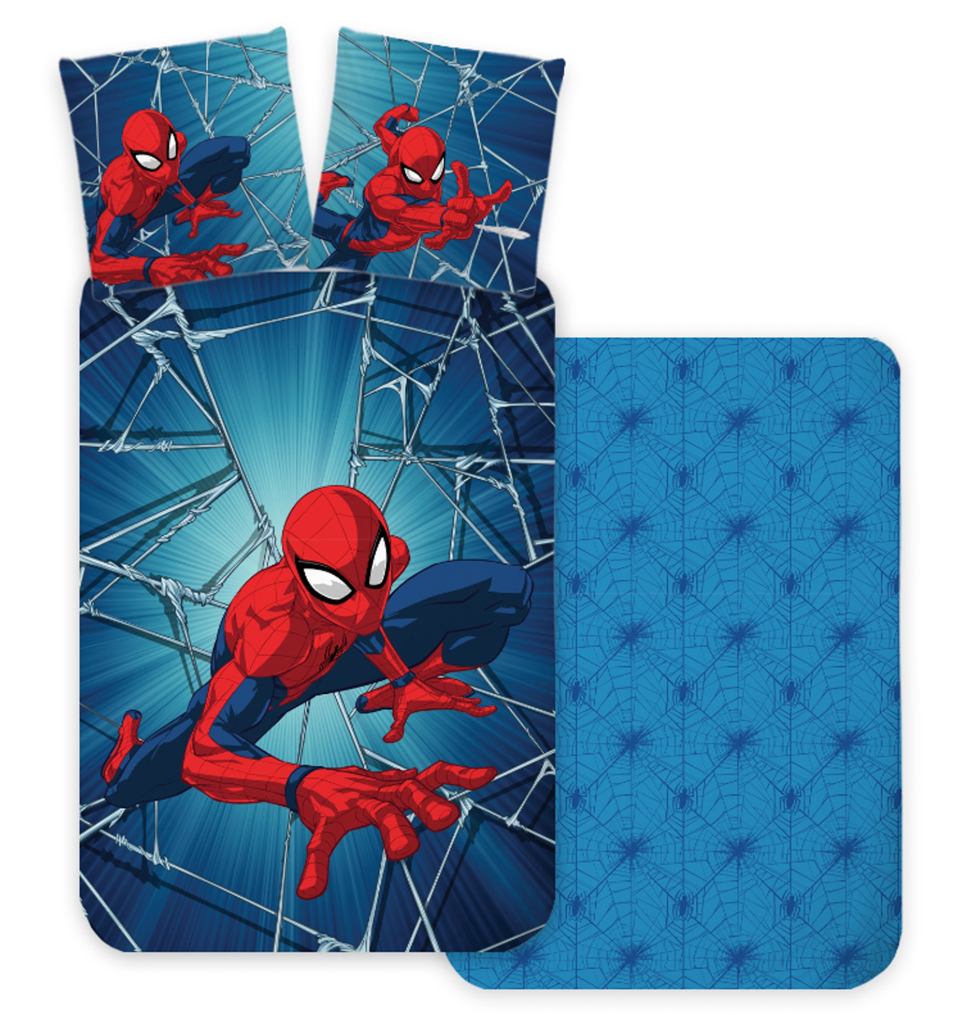 Spiderman Bettwäsche - 100% Baumwolle - Junior-Bettwäsche 100x140 cm - Rückseite mit Spinnennetz