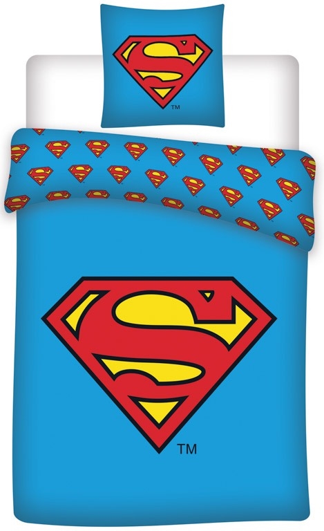 Superman-Bettwäsche - 100% Baumwolle - Kinderbettwäsche 140x200 cm - Superman-Logo