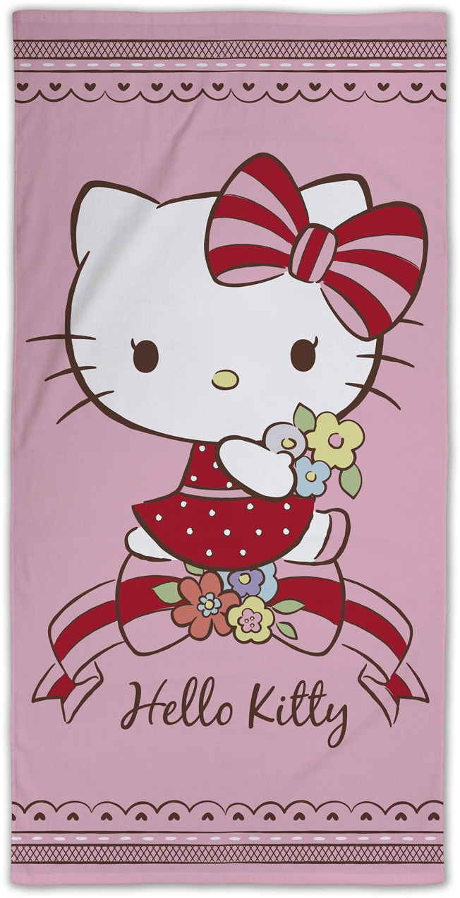 Hello Kitty Handtuch - 70x140 cm - 100% Baumwolle - Weiches Badetuch mit dem süßen Hello Kitty