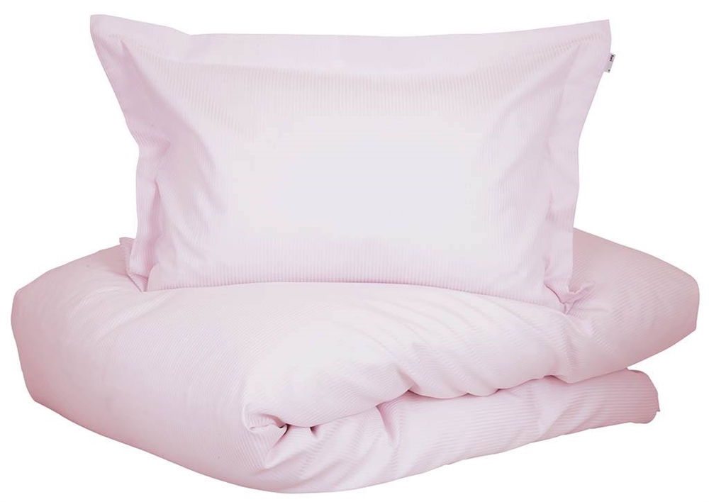 Rosa Bettwäsche - 100% ägyptischer Baumwoll-Satin - Turiform Bettwäsche - Bettgarnitur mit schmalen Streifen