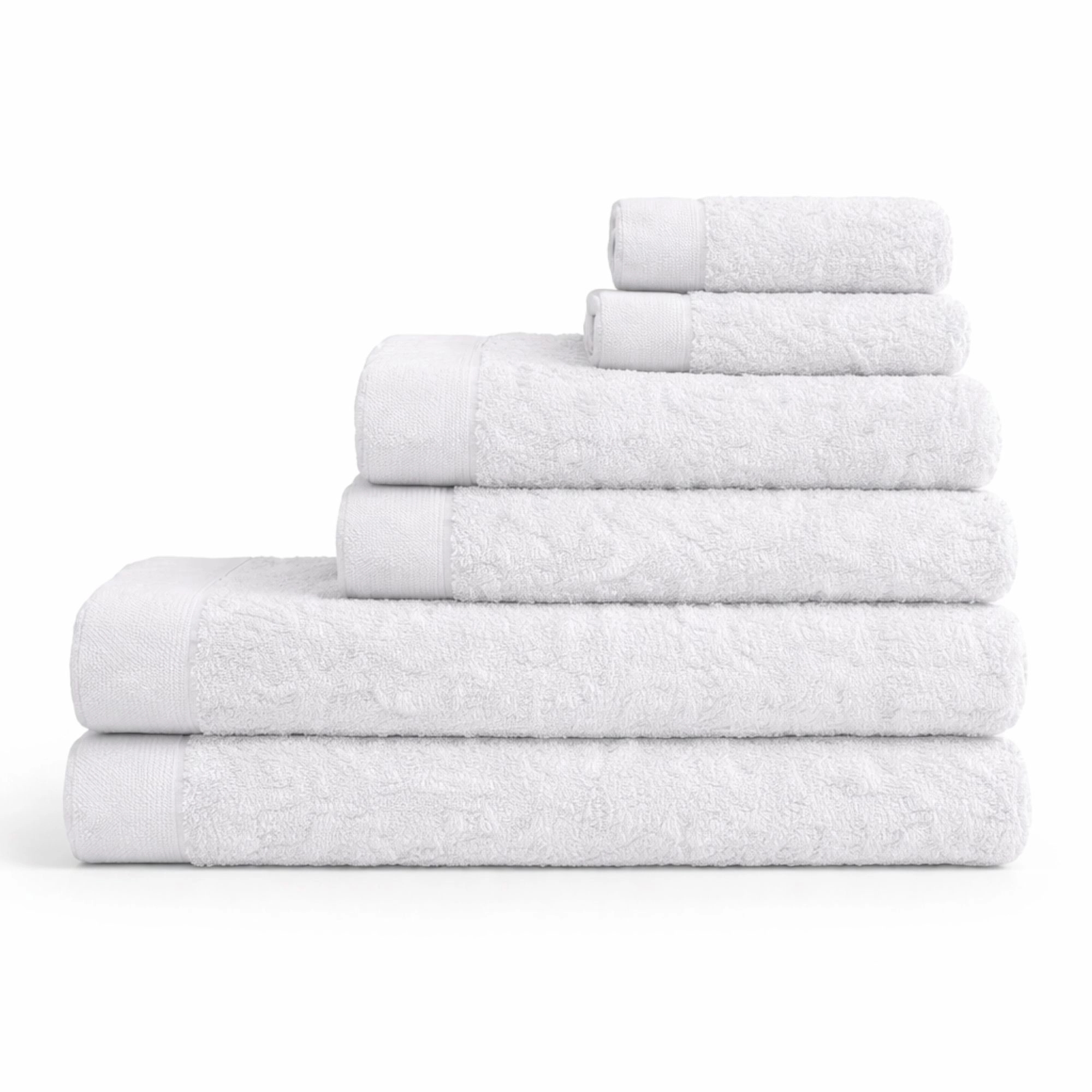 Baumwollhandtücher - 100% Baumwolle - 6er-Pack - Mohn - Weiß