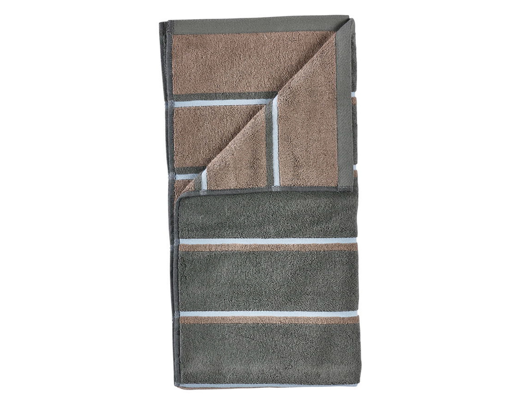 Handtuch - 100% Baumwolle - Badehandtuch 70x140 cm - Zone Denmark Sauna - Gestreift Olivegrün