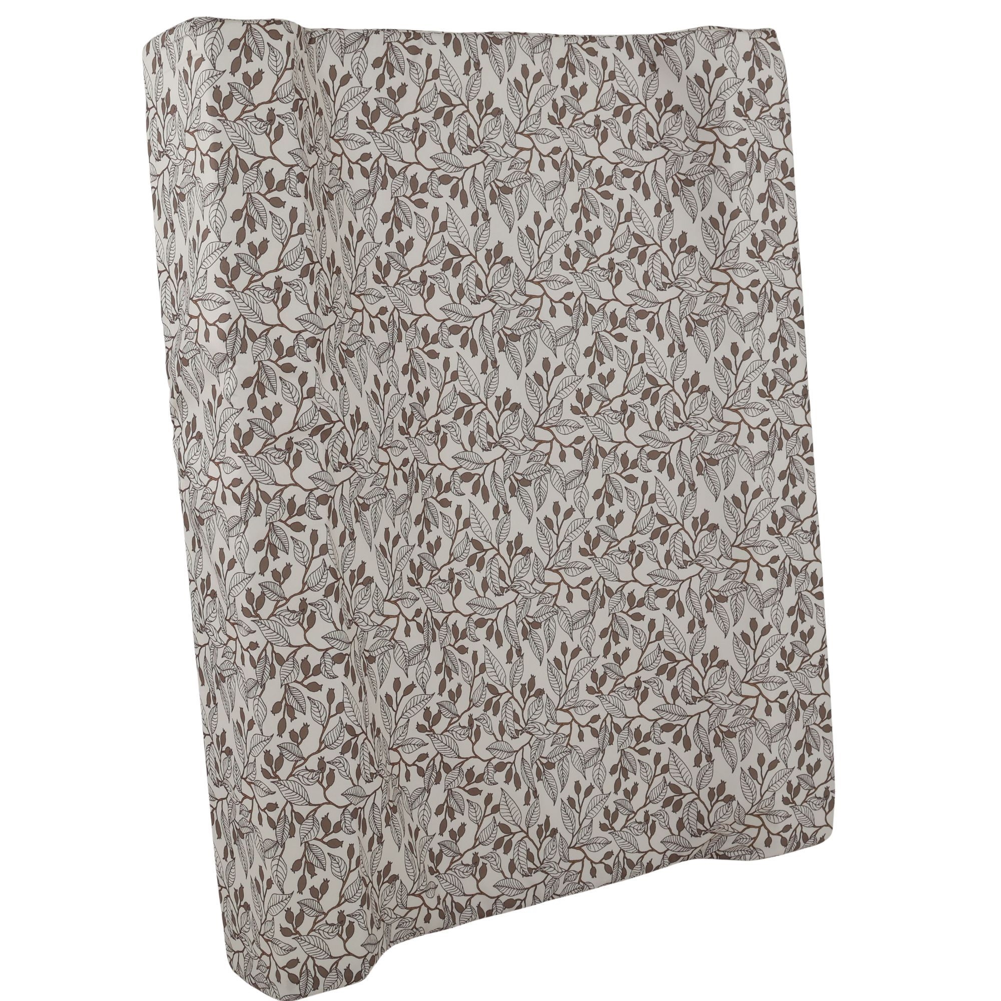 Wickelauflage - wasserabweisender Bezug - Beige mit Blättern