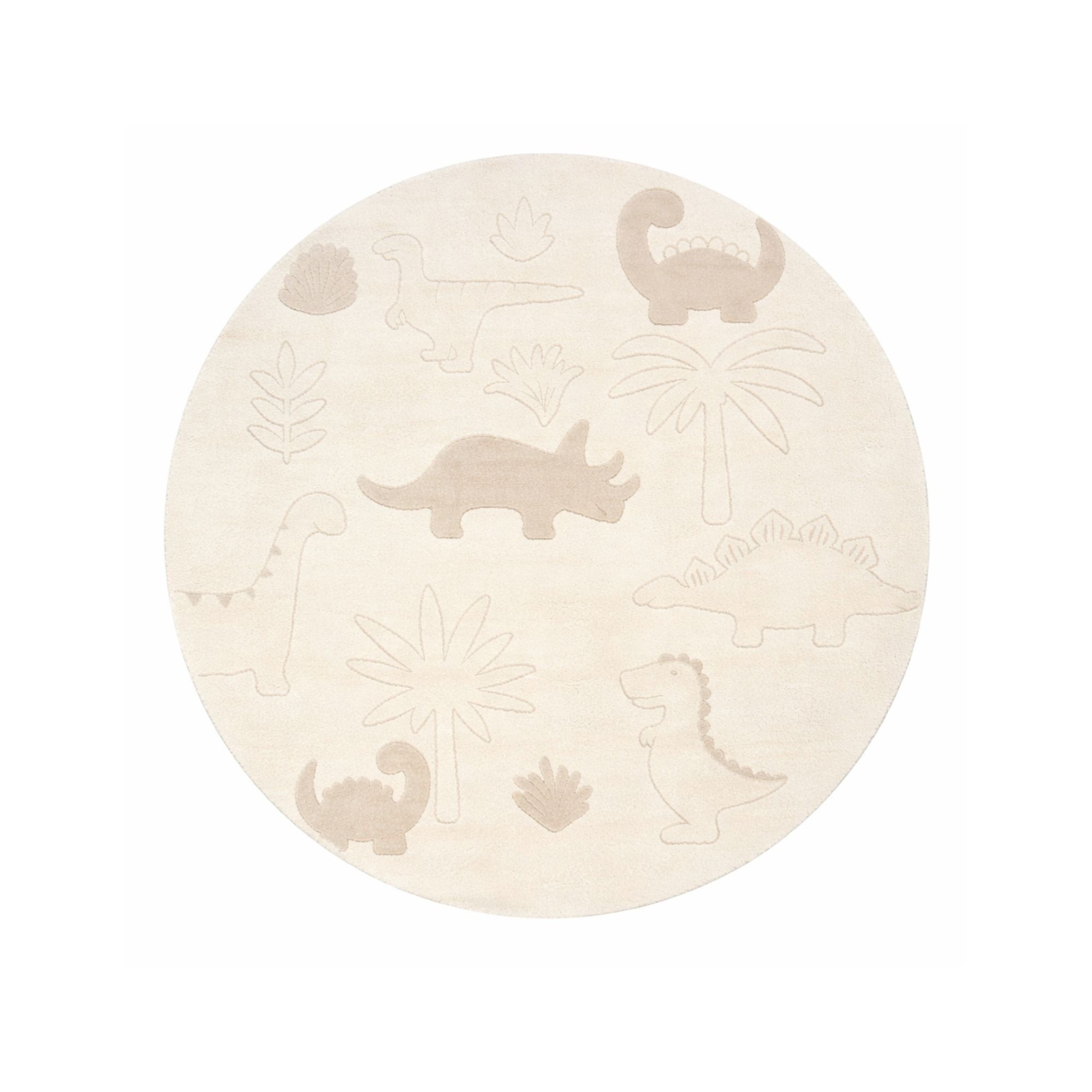 Runder Kinderteppich - Ø 120 cm - Beige mit Dinosaurier - Eclipse - Nordstrand Home