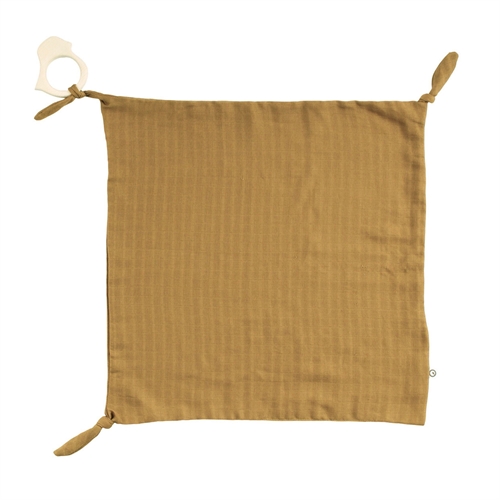 Schnullertuch mit Vogelform Beißring - GOTS zertifizierte Bio-Baumwolle - 35x35 cm - Zimt - Müsli By Green Cotton