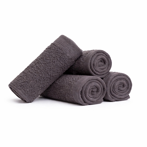 Baumwoll-Waschlappen - 100% Baumwolle - Waschlappen 30x30 cm - 4er-Pack - Mohn - Dunkelgrau