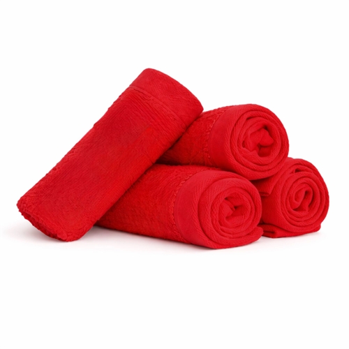 Baumwoll-Waschlappen - 100% Baumwolle - Waschlappen 30x30 cm - 4er-Pack - Mohn - Rot