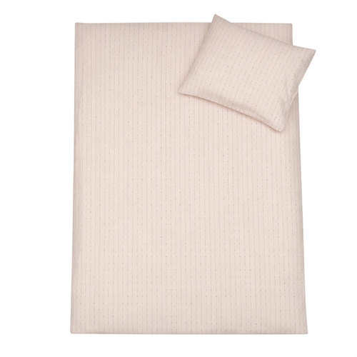 Geblümte, gestreifte Bettwäsche - 100% Baumwolle - Junior-Bettwäsche 100x140 cm - Sand/Braun mit geblümten Streifen